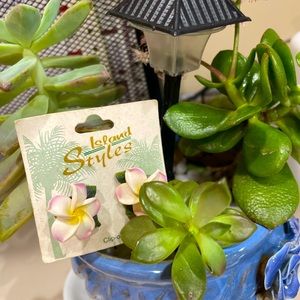 Clip on Hawaiian flowers earrings